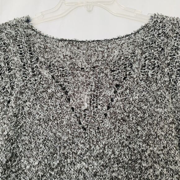 Coco Jaimeson Sweater Women XL Pointelle Heather Charcoal Cozy Comfy Fuzzy NWT - Picture 7 of 10